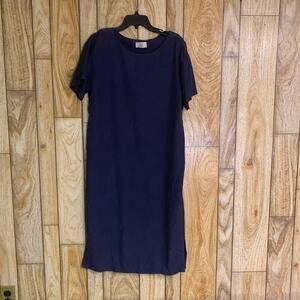 Maryam Nassir Zadeh 100% Silk Navy Blue Ibiza Dress Size Medium Short Sleeve